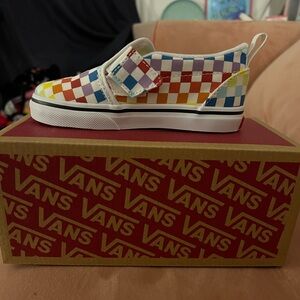 New in Box Rainbow Slip-On V Checkerboard Shoe Toddler size 10 and size 9.5